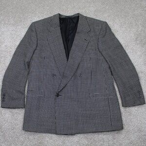 Jhane Barnes Sports Jacket Mens 42R Black White Enrico Fratelli 100% Wool Blazer